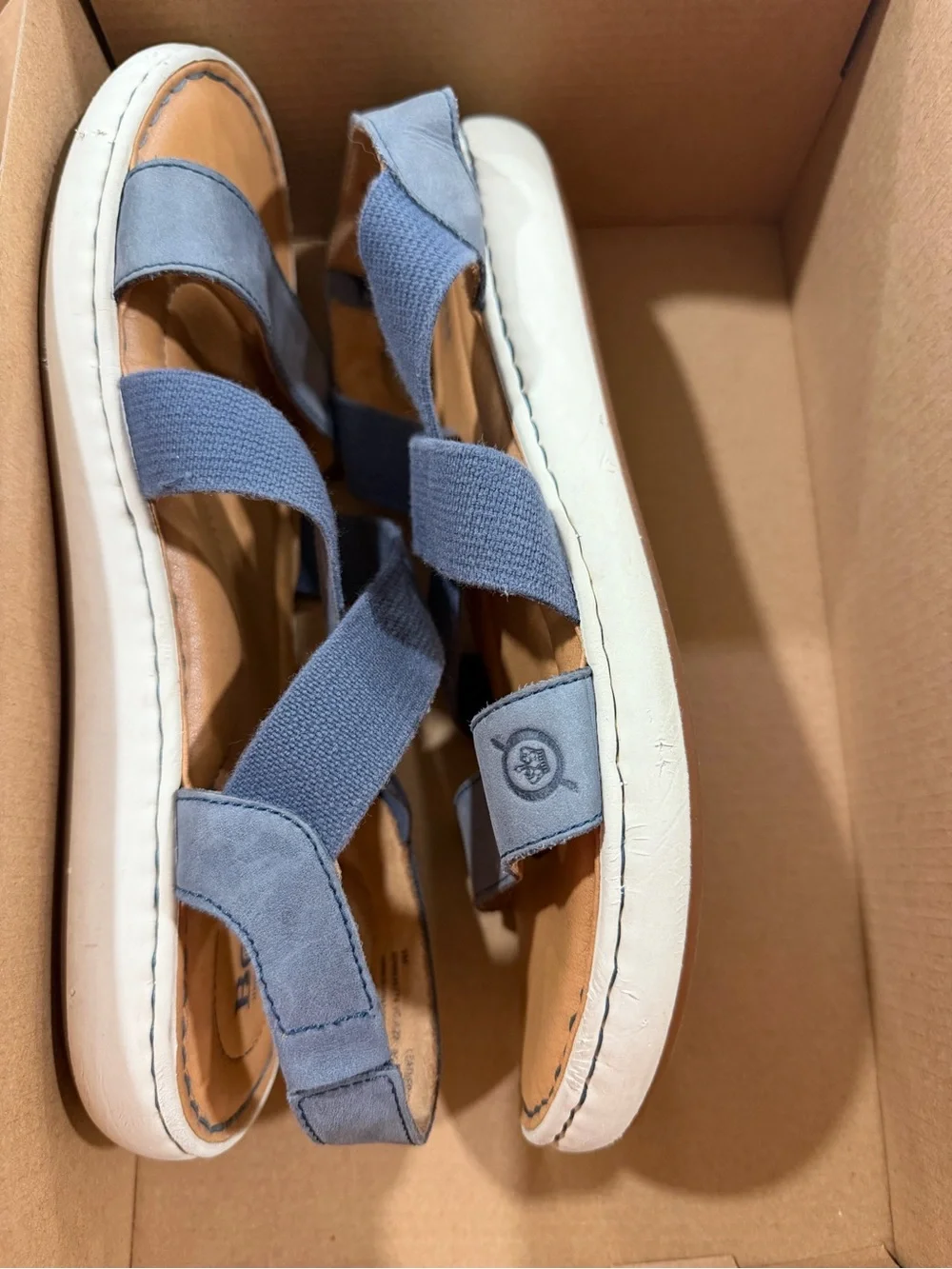 Born  Jayla Navy Crisscross Elastic Strap Sandals